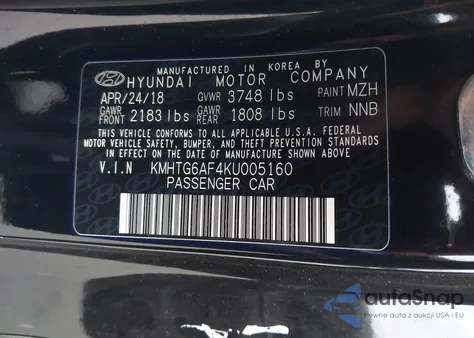 2019 Hyundai Veloster 2.0 из США, поврежденный, VIN KMHTG6AF4KU005160